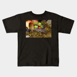 wild house mouse  with a apple Kids T-Shirt